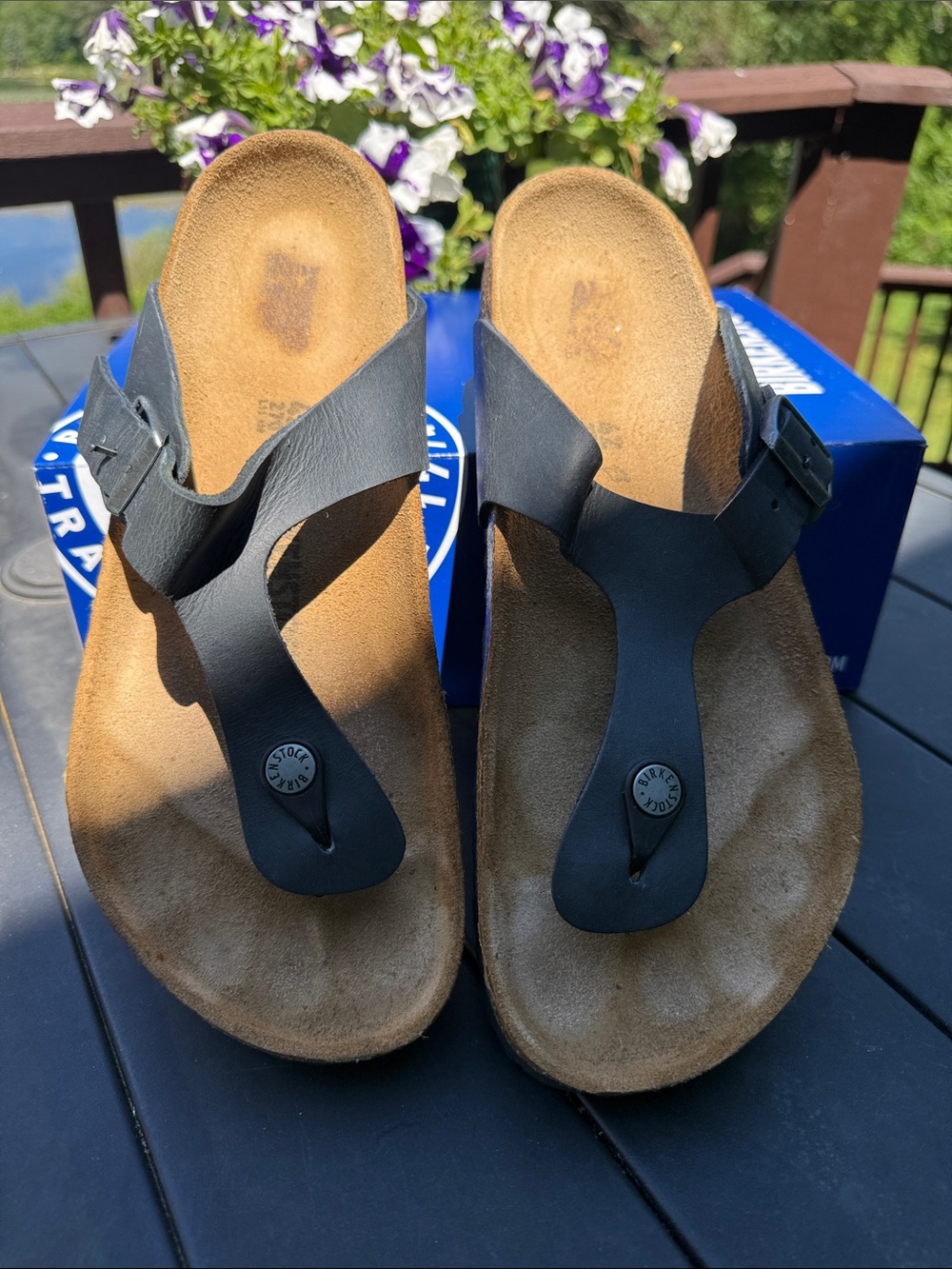 Birkenstock Gizeh blue leather sandals size 42 11 reg